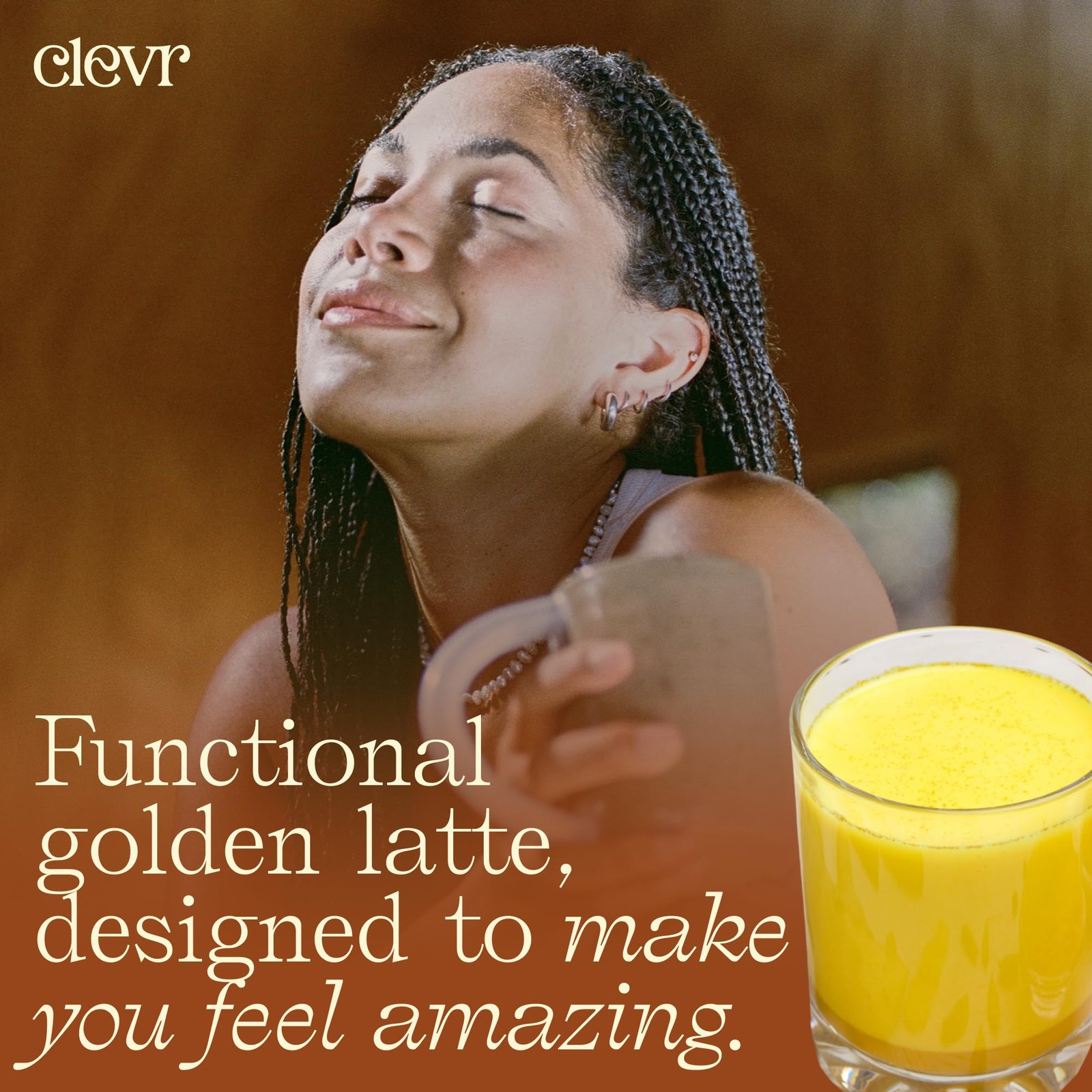 Clevr Turmeric Powder, Golden Milk Instant Latte Mix, Superfood Powder with L…