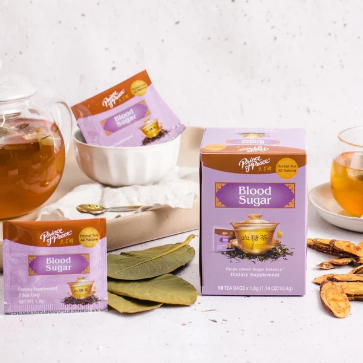 Blood Sugar Herbal Tea, 18 Tea Bags Each Box -Prince of Peace
