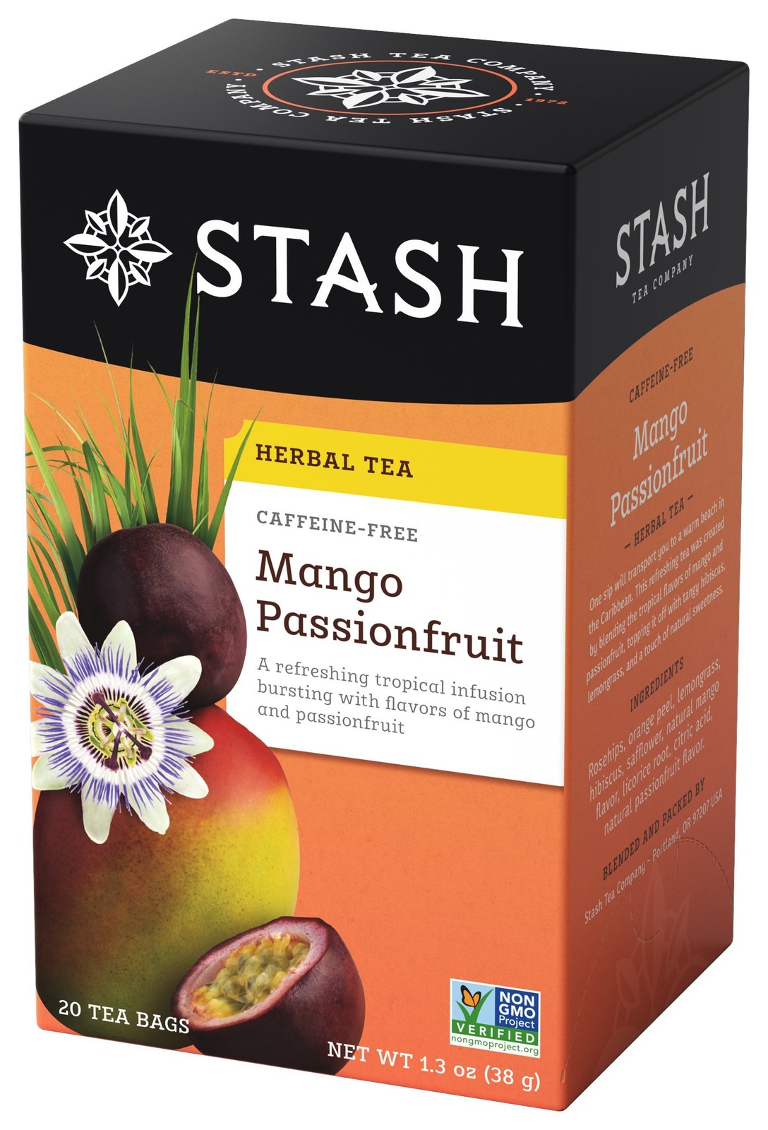 Stash Tea Mango Passionfruit Herbal Tea, 20 Count Box of 20 (Pack 1)