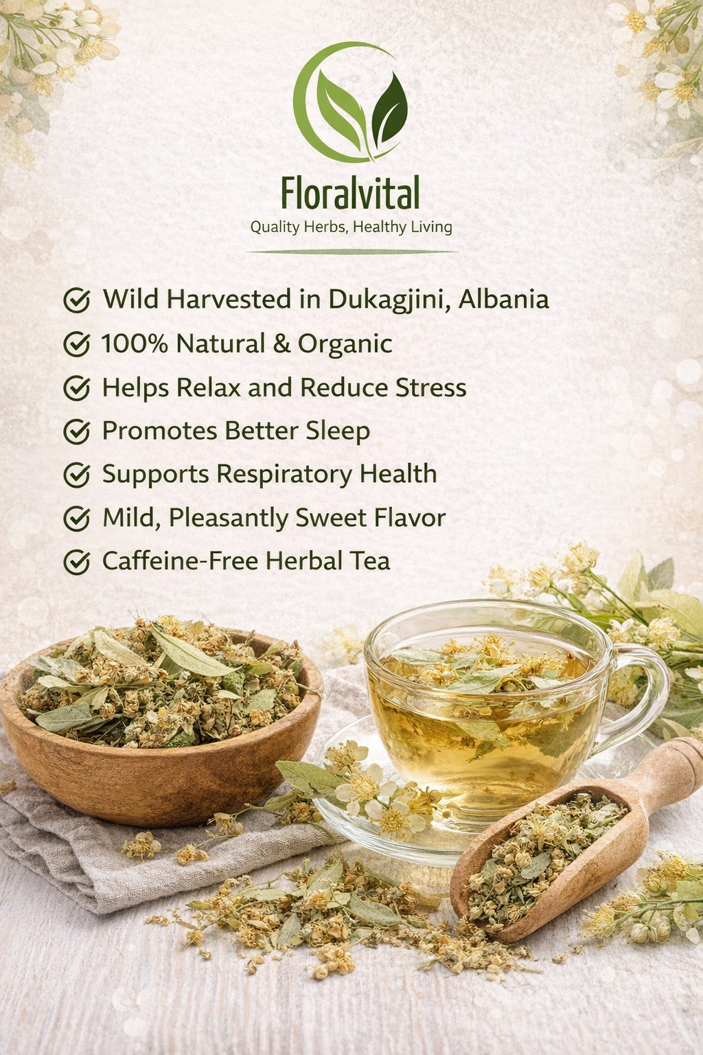 Premium Linden Blossom Tea from Dukagjini Albania – Natural Dried Lime Flowers H