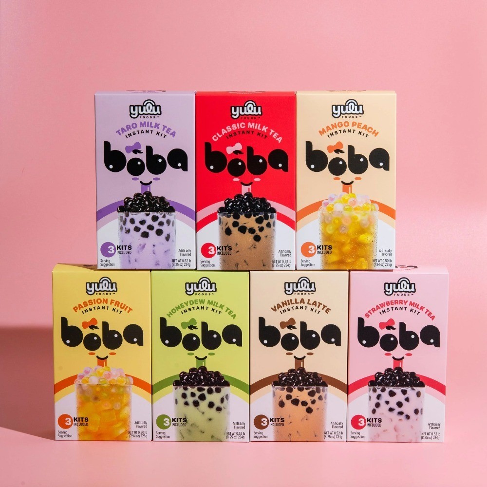 Instant Bubble Tea Kit Passion Fruit Flavor Makes 3 Refreshing Boba Drinks