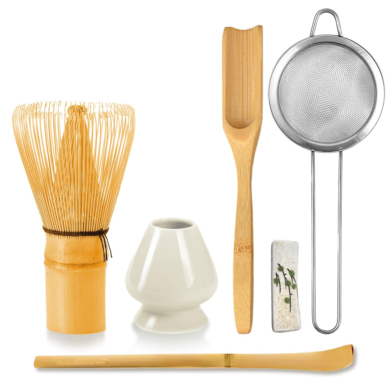 6 Pcs Matcha Whisk Set, Japanese Ceremonial Matcha Making Tools Kit for Bambo…