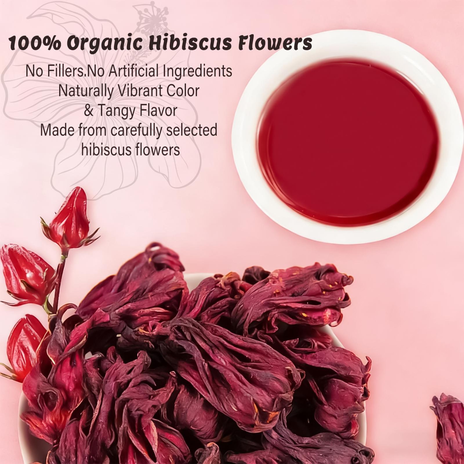 Pipi Hibiscus Tea,100% Natural, Caffeine-free, Loose-leaf Tea，30+ Servings * US