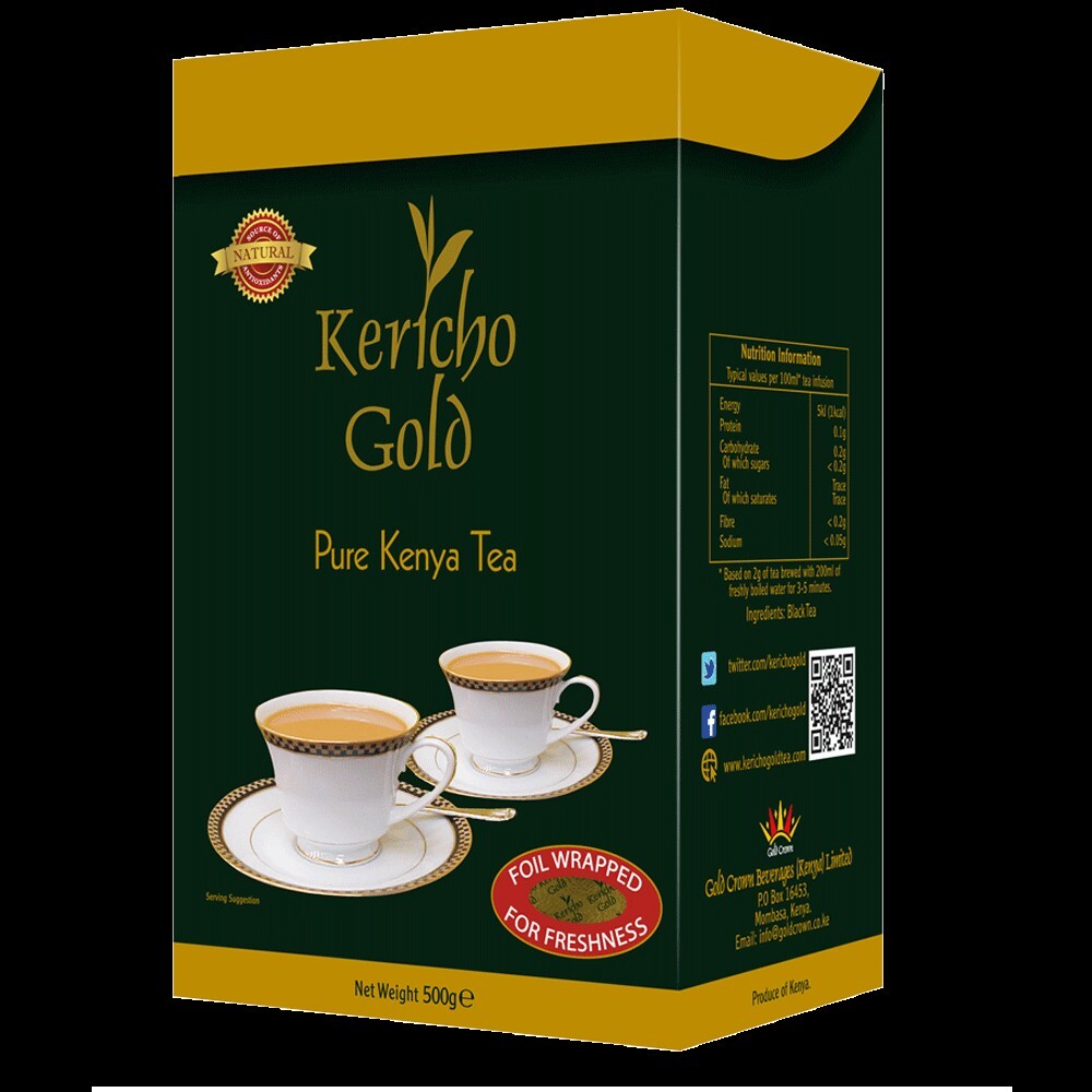 Kericho Gold – Kenya Finest Pure Black Tea – (500g) Loose Tea Foil Wrapped Box