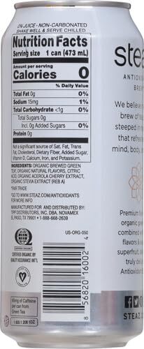 Steaz Organic Green Tea Zero Calorie Peach Mango 16 Fl Oz