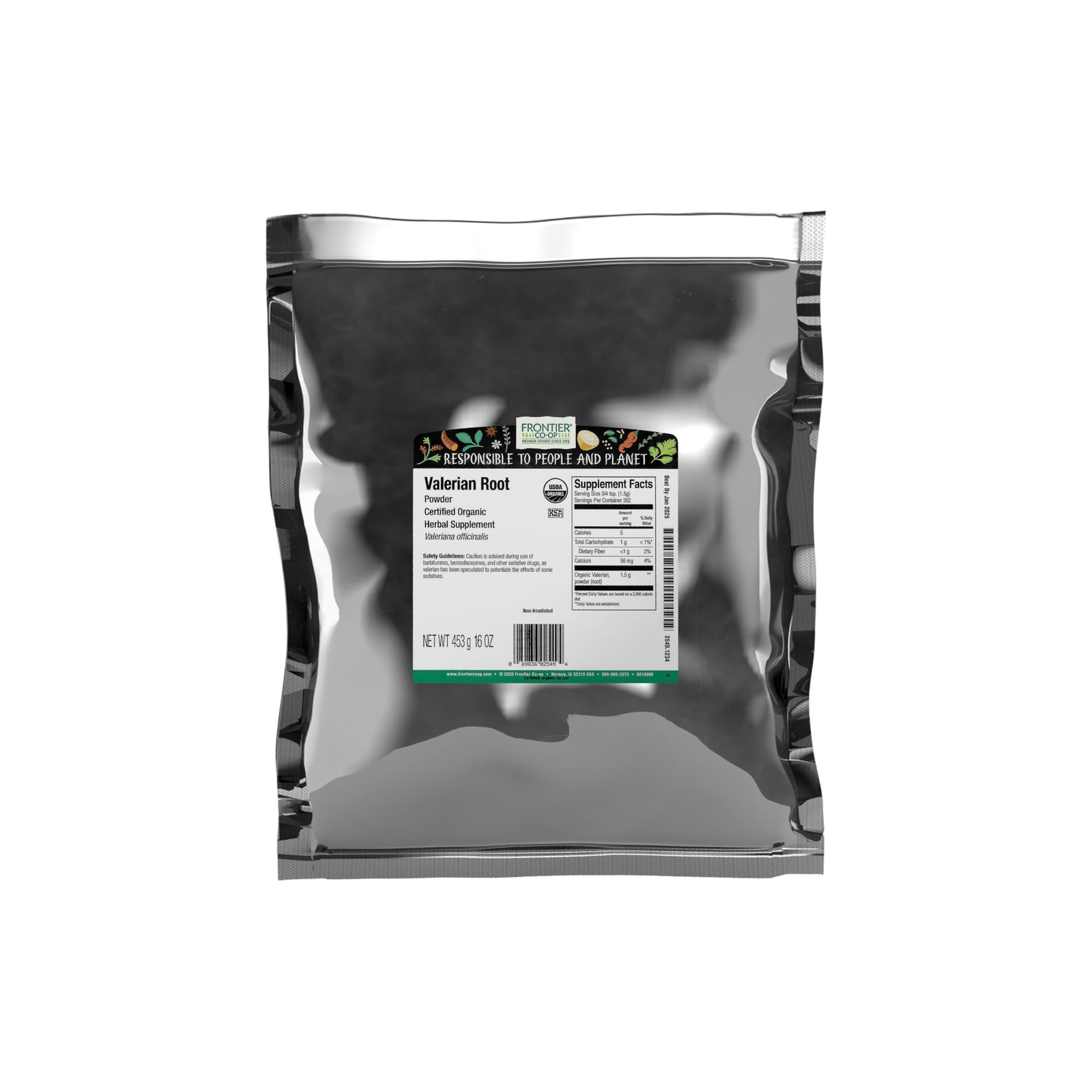 Frontier Organic Valerian Root, 1-Pound, 16 Fl Oz (Pack of 1), No Color