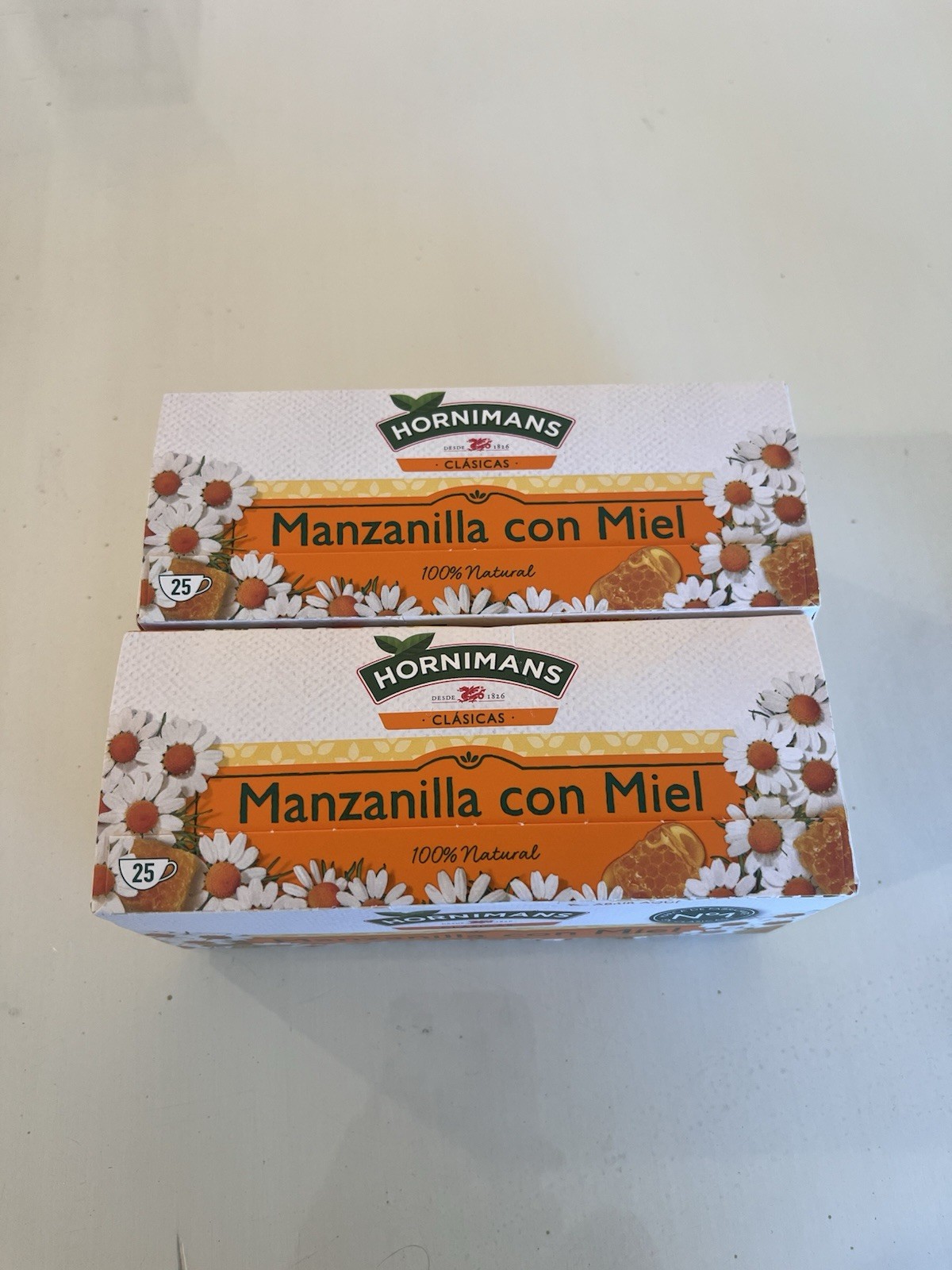 Manzanilla Con Miel Tea 100% Natural 25 Bags Per Box