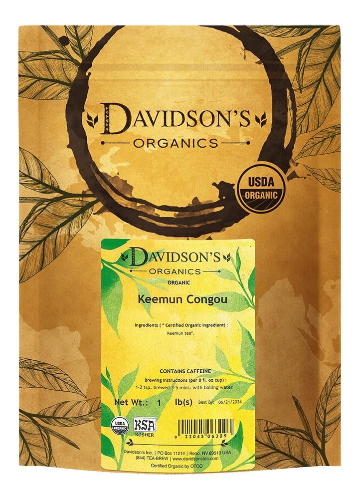 Davison’s Organic Keemun Congou Loose Leaf Black Tea 1 Pound Amber Brew