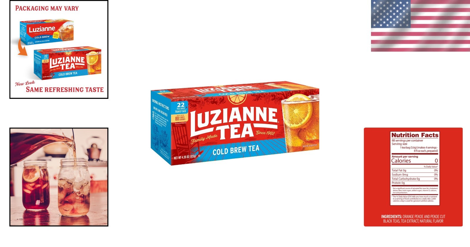 Family Size Unsweetened Cold Brew Black Iced Tea Bags – 22ct Box for 5 Gallons