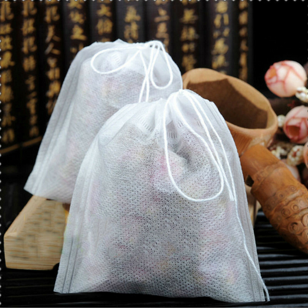 100Pcs Empty Tea Bags Filter Loose Paper Teabags Herb String Seal Heat US