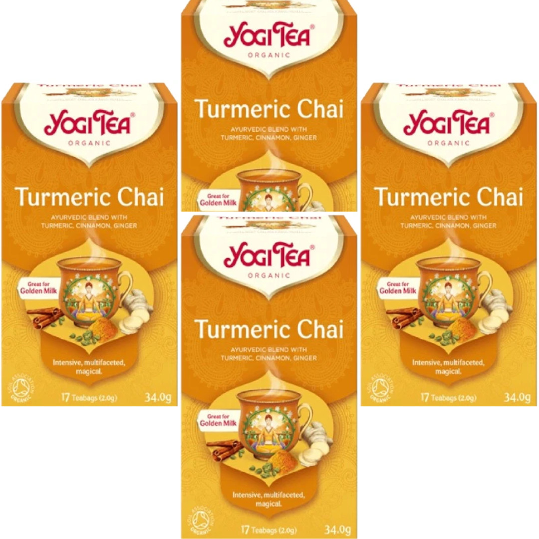 Yogi Tea Turmeric Chai Organic Cinnamon & Ginger 17 Bags 34g Spice (Pack Of 4)