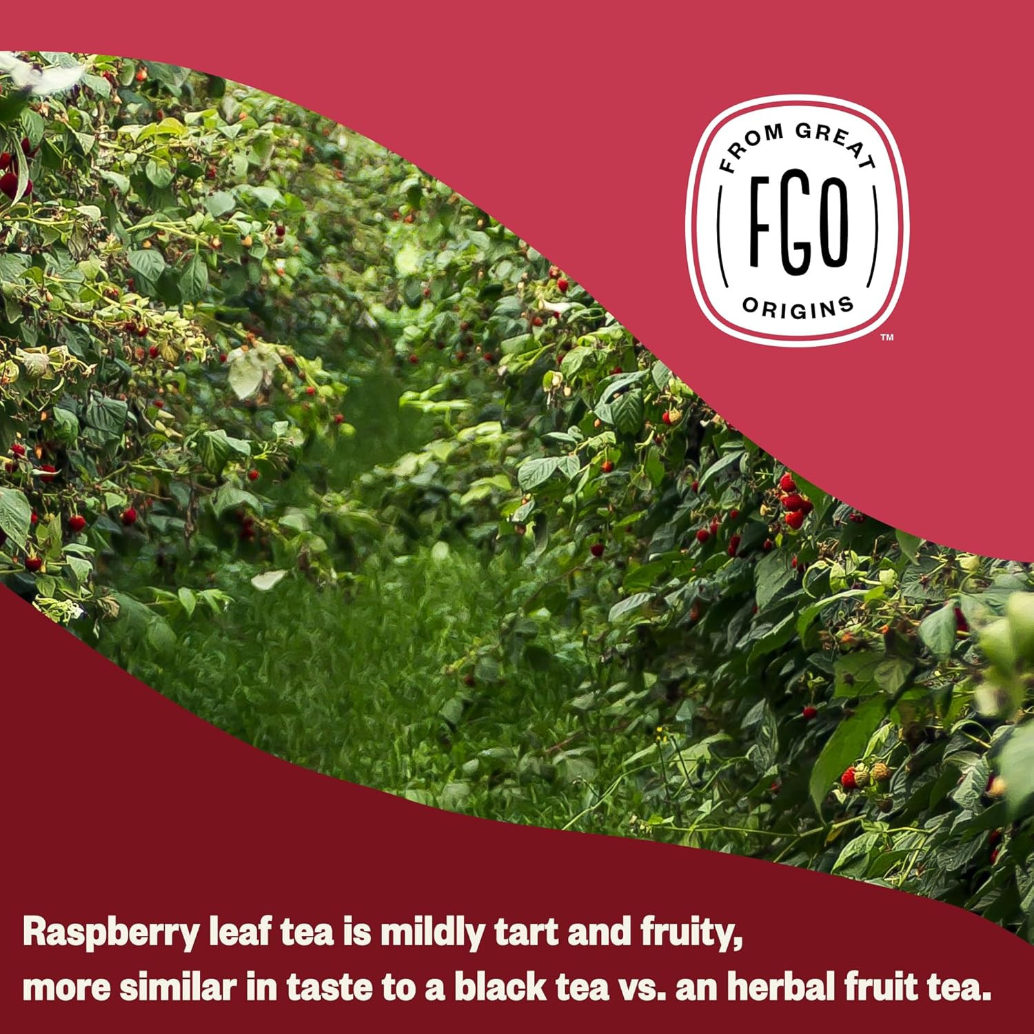 FGO Organic Red Raspberry Loose Leaf Herbal Tea, Cut and Sifted, Caffeine Free,