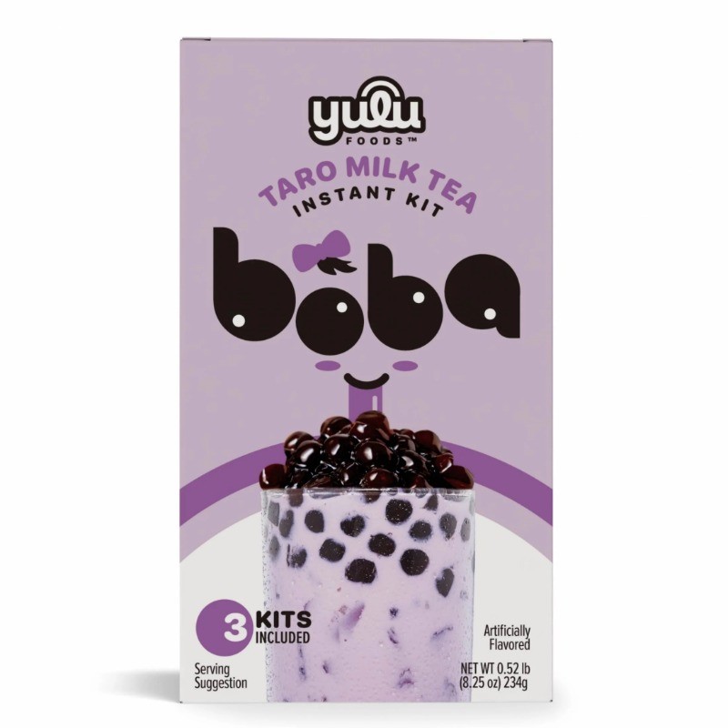 Yulu Instant Boba Taro Milk Tea, Bubble Tea Kit, 3 Drinks