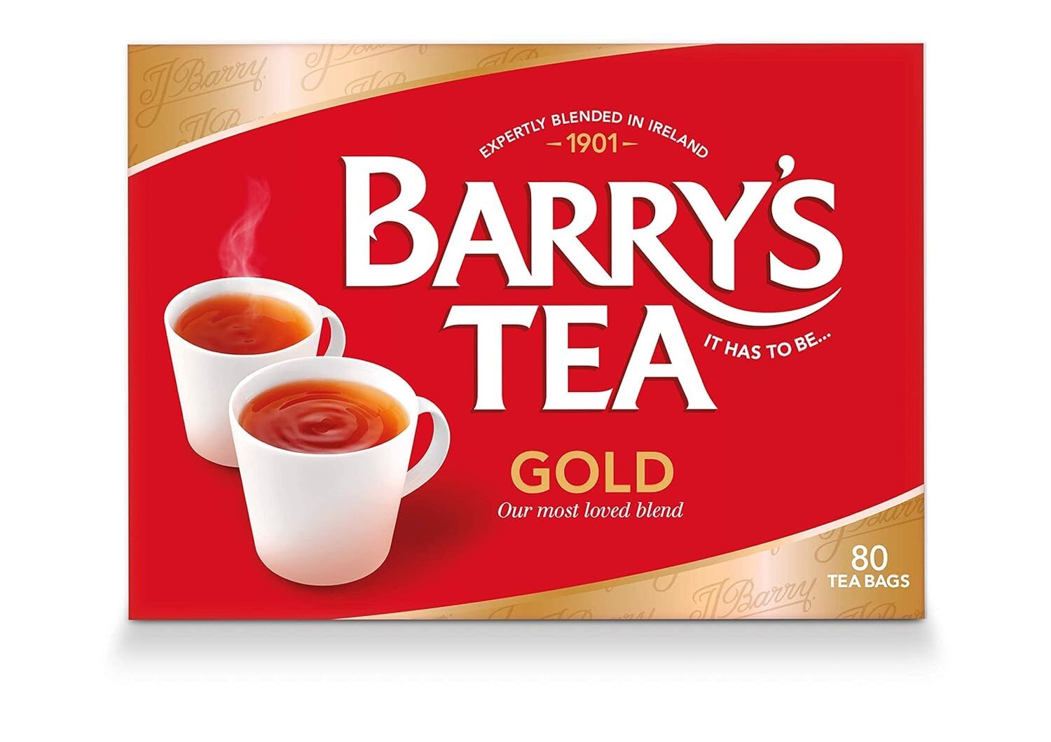 Barry’s Tea Gold Blend – 80 Teabags – 250g – Expertly Blended in Ireland