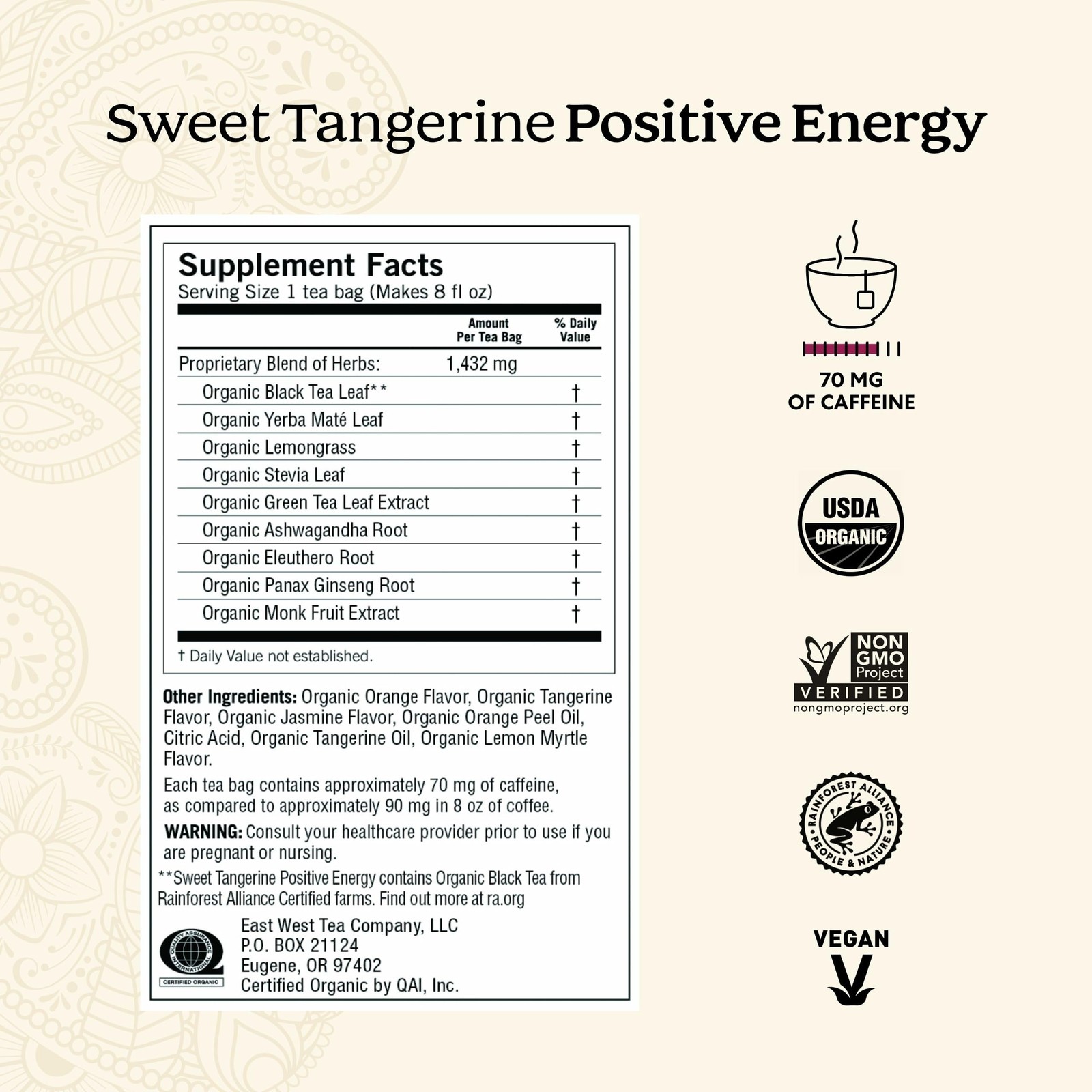 Yogi Sweet Tangerine Positive Energy Tea – 16 Bags 16 Count (Pack of 6)