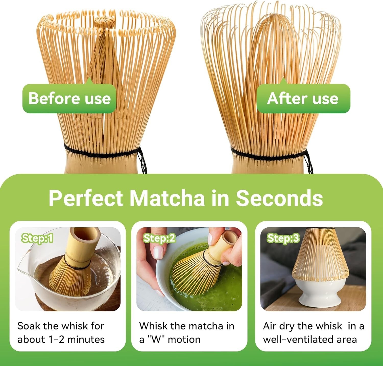 Bamboo Matcha Whisk 80/100/120 Prong Traditional Japanese Chasen Matcha Stirrer