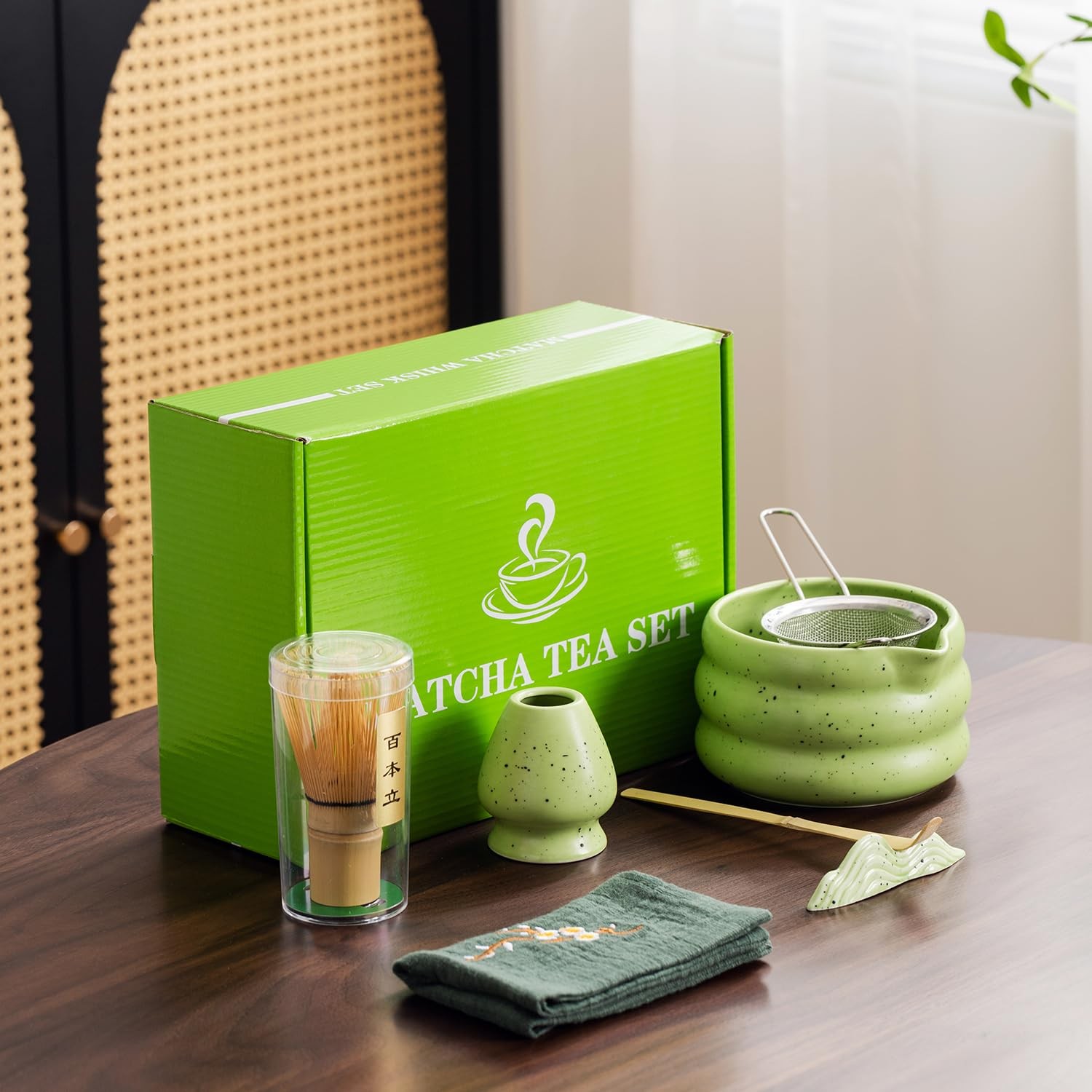 7Pcs Japanese Matcha Tea Set, Matcha Kit with Matcha Bowl (with Pouring Spout…