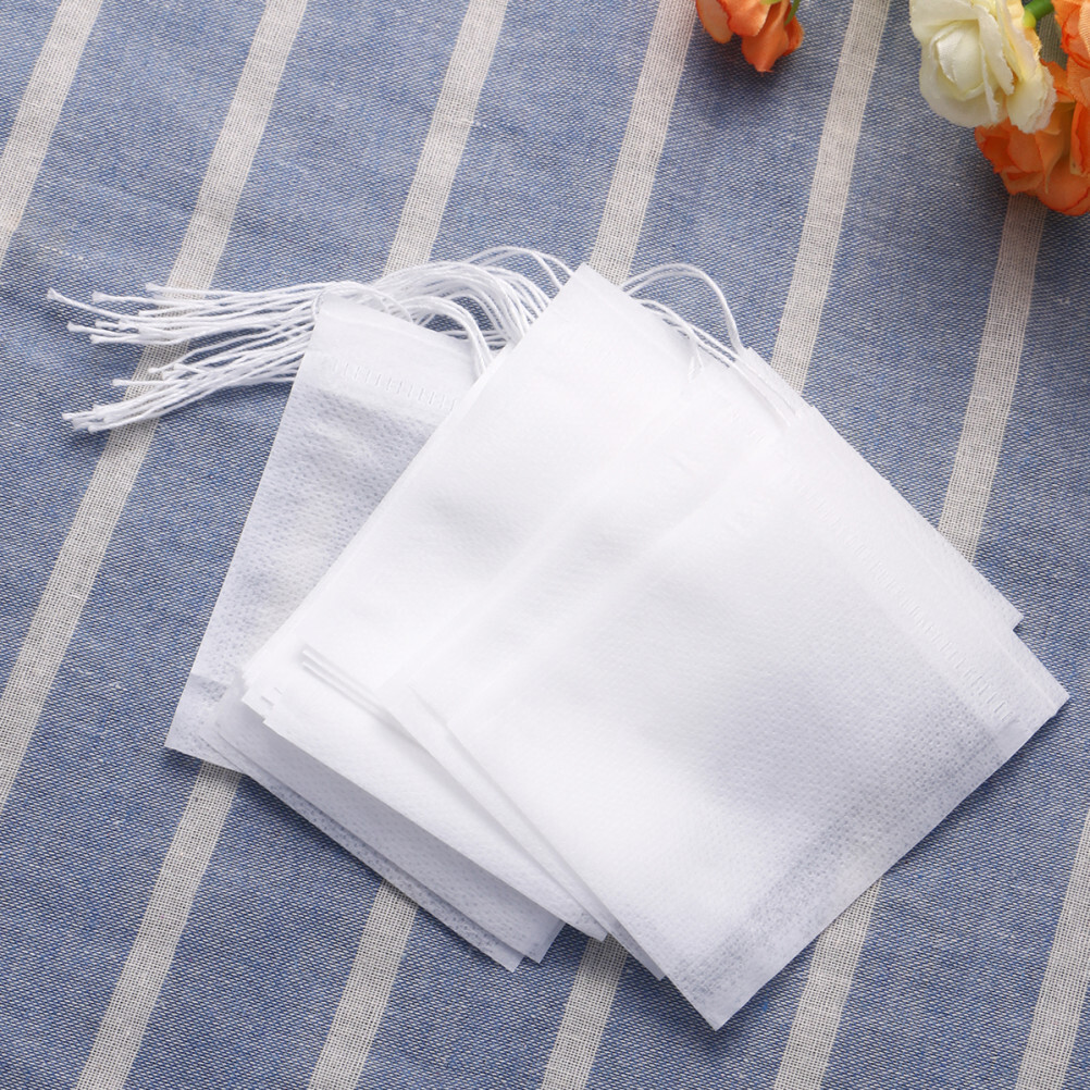 100 Pcs Tea Bag Strainer Pouches for Loose Drawstring Filter Bags Non-Woven