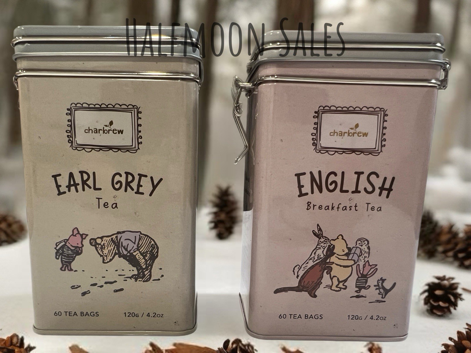 Charbrew Earl Grey & English Breakfast Tea Set Tins 60 Bags Each