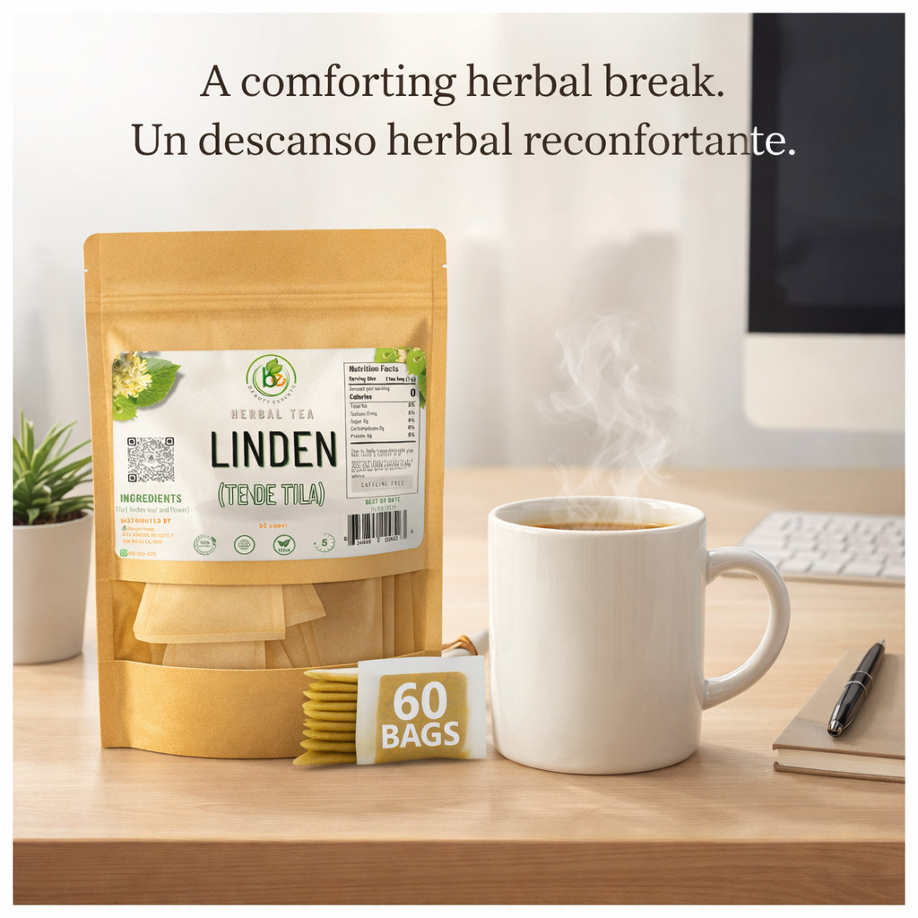 Tila Té (Linden Tea) – 60 Tea Bags – 100% Natural, Vegan, Herbal – Caffeine-Free