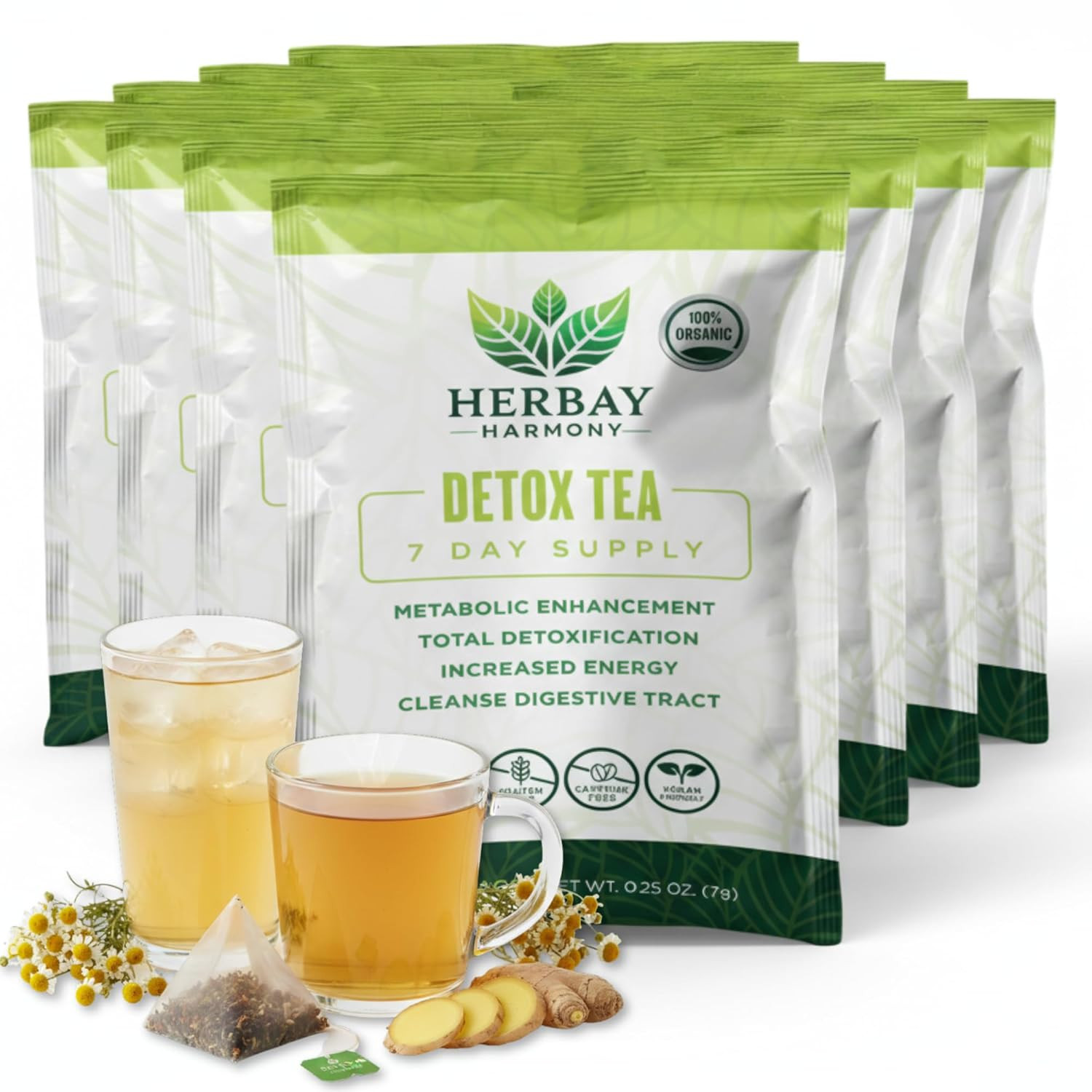Organic Detox Tea – Caffeine-Free Digestive Blend, 24 Pack