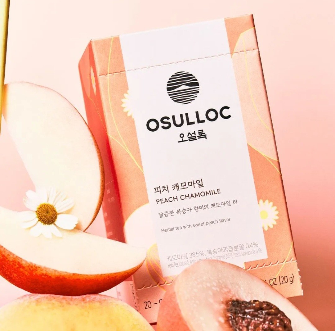 Osulloc Peach Chamomile Tea Fruit Tea Blend, Premium Tea bags 20 count