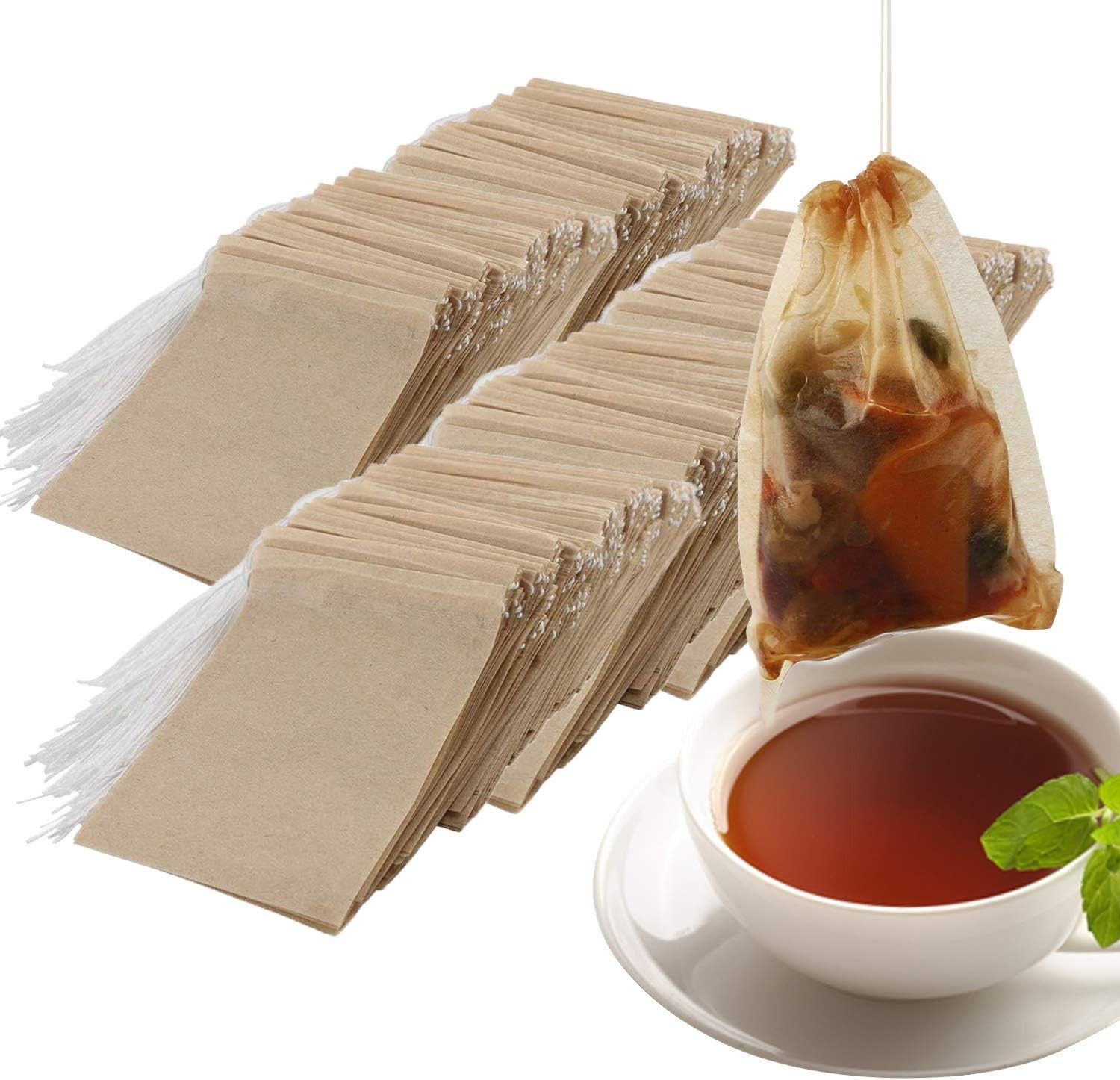 Versatile 600 Pack of Natural Disposable Tea Bags for Loose Leaf Tea Brewing