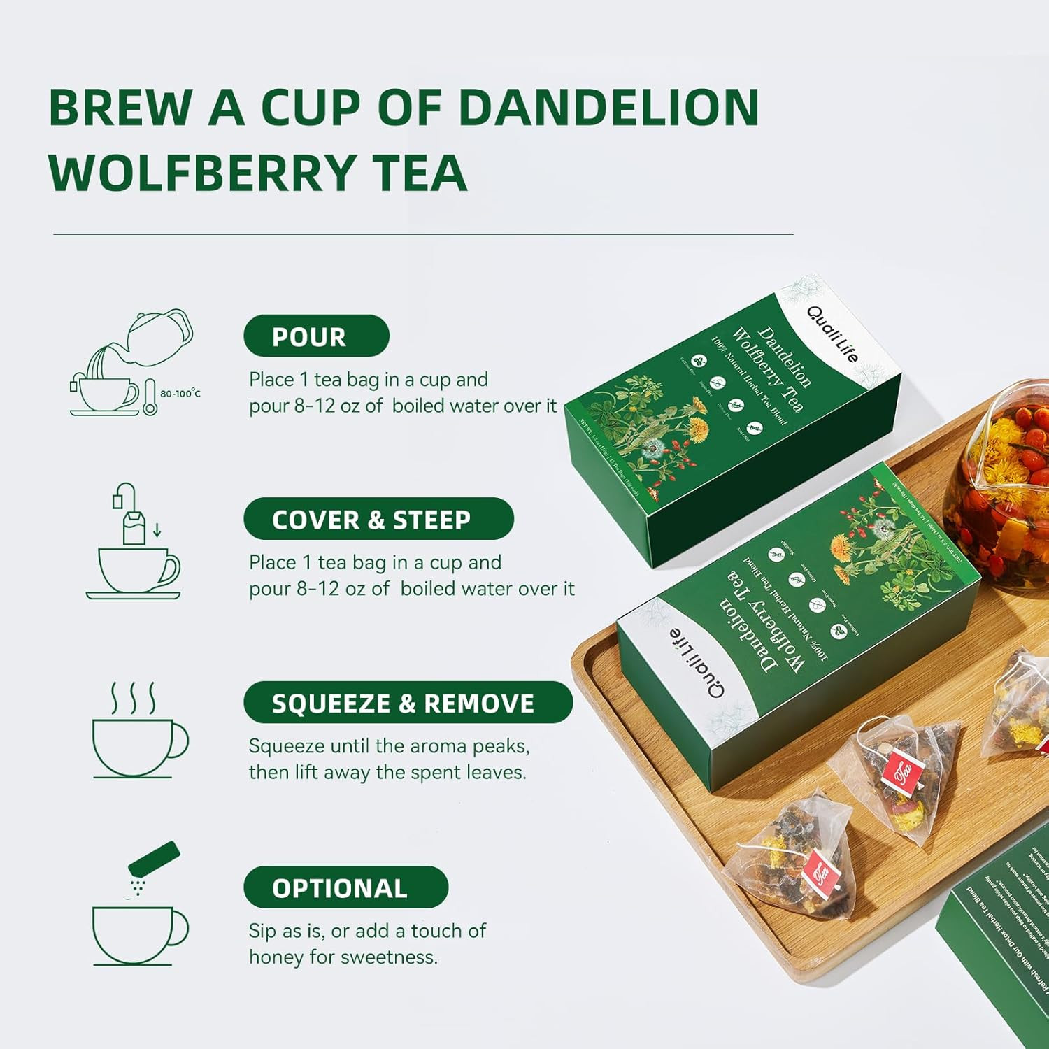 Dandelion Wolfberry Tea – Liver & Kidney Detox Herbal Tea, Summer Cleanse with C