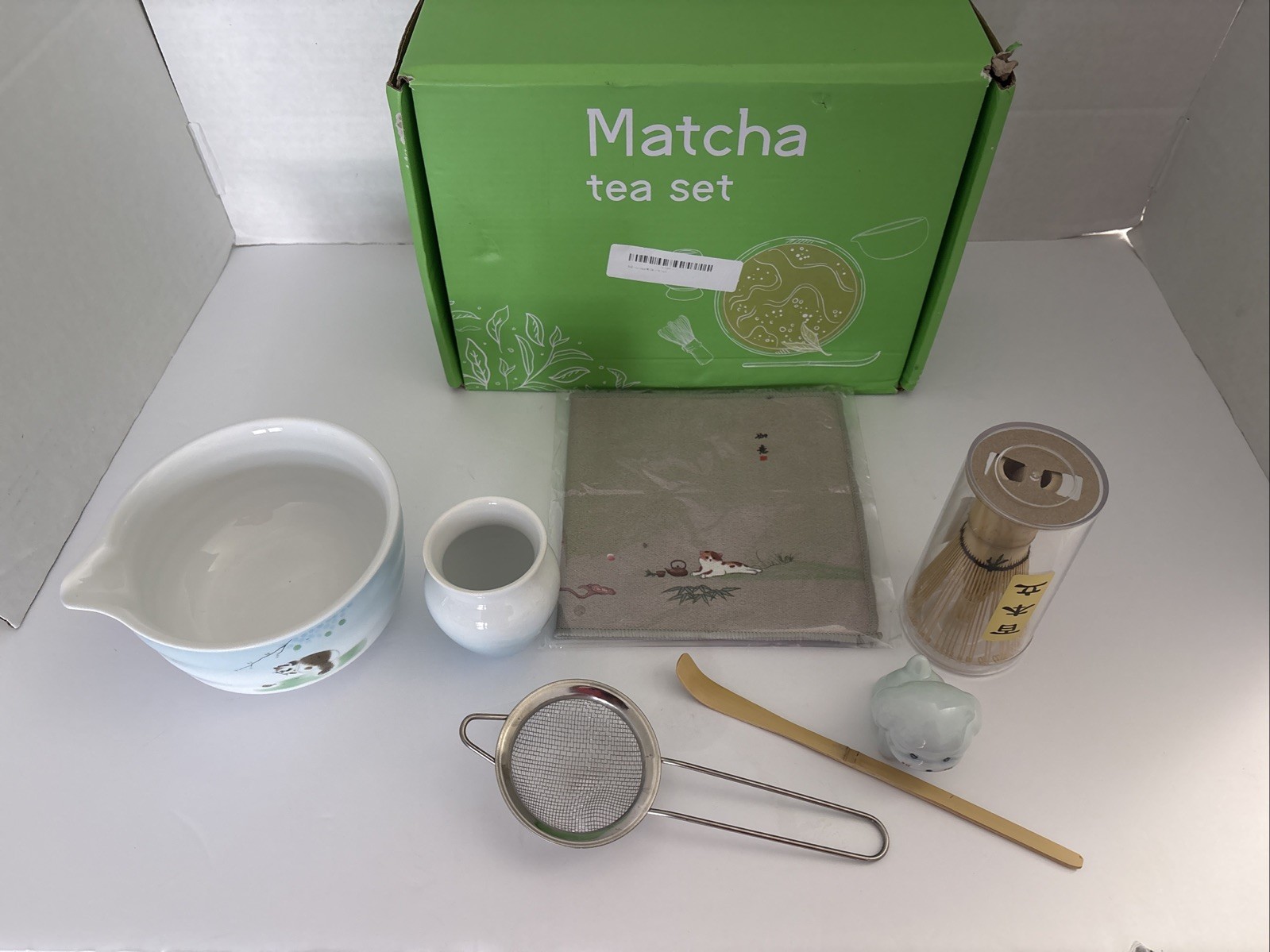 Matcha Whisk Set, Matcha Kit Includes Ceramic Matcha Bowl, 7 Pcs Matcha Tea Gree