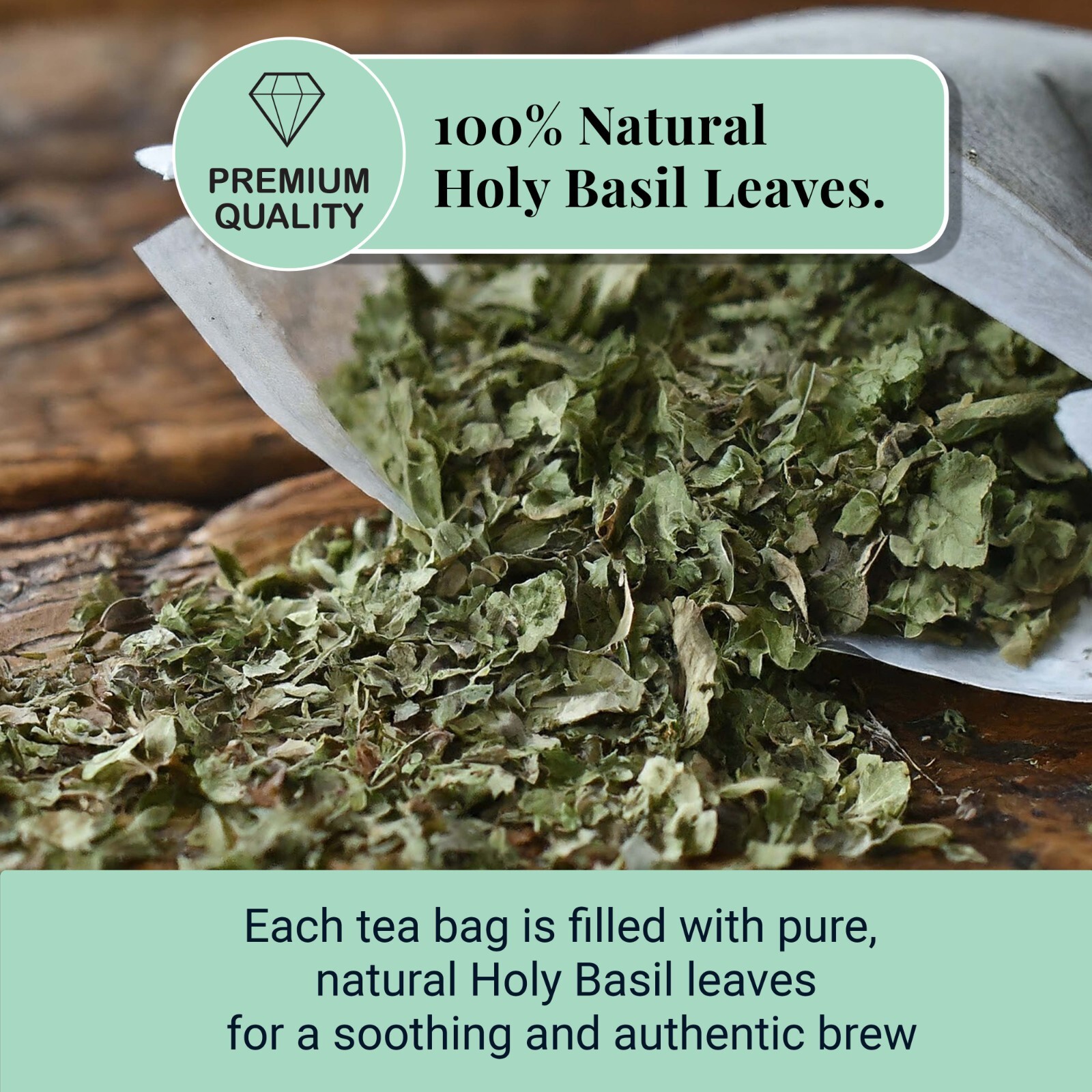 75 Holy Basil Tea Bags , Natural Pure Holy Basil Tulsi Tea Bags , Herbal Tea Bag