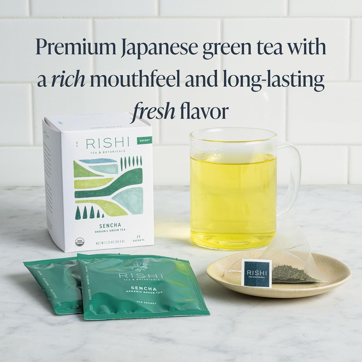 Rishi Tea Sencha Green Tea – Organic Sachet Bags, Caffeinated Japanese Green Tea