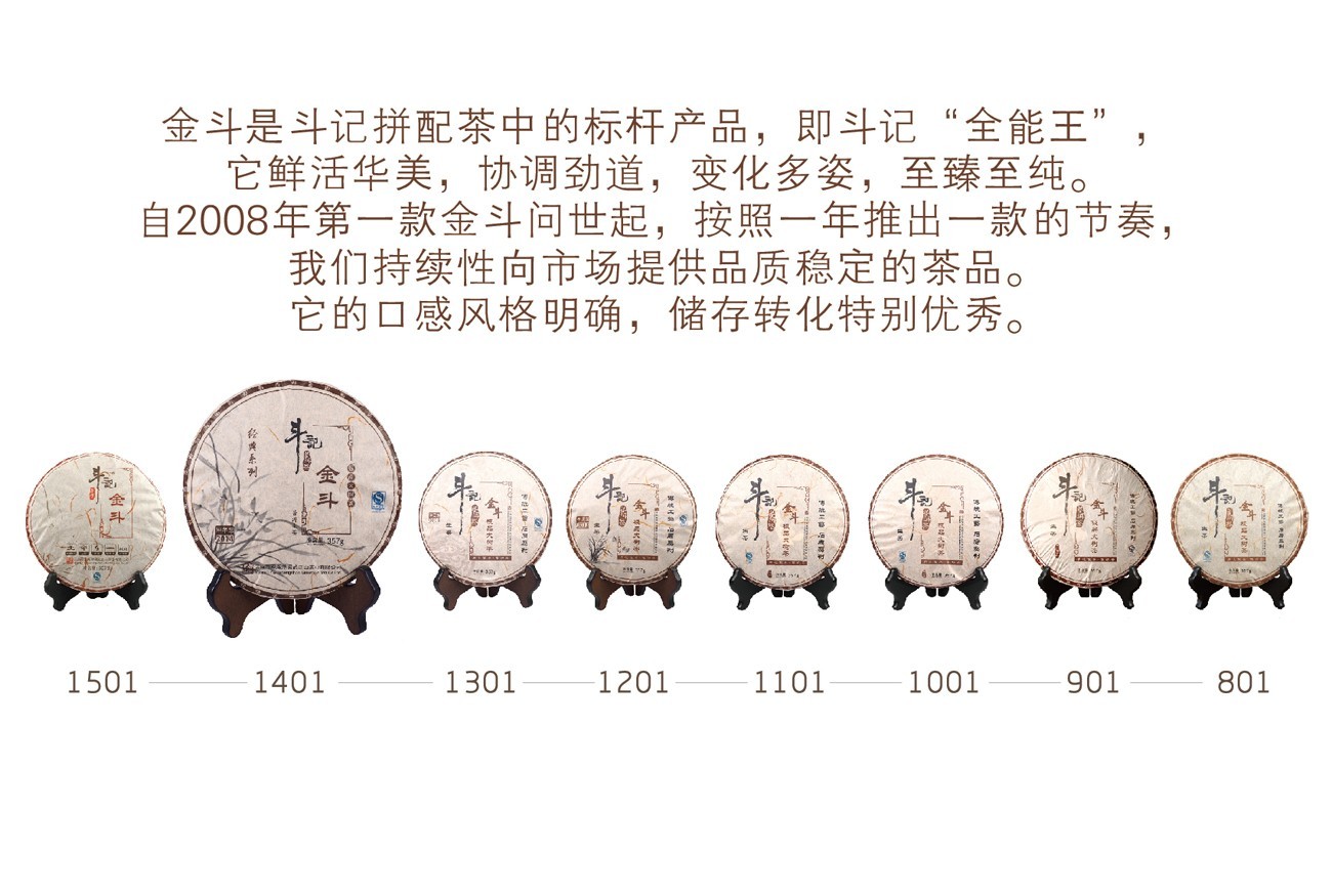 Douji 2014 Jin Dou Raw Pu-erh Tea Cake – 357g (12.6oz)