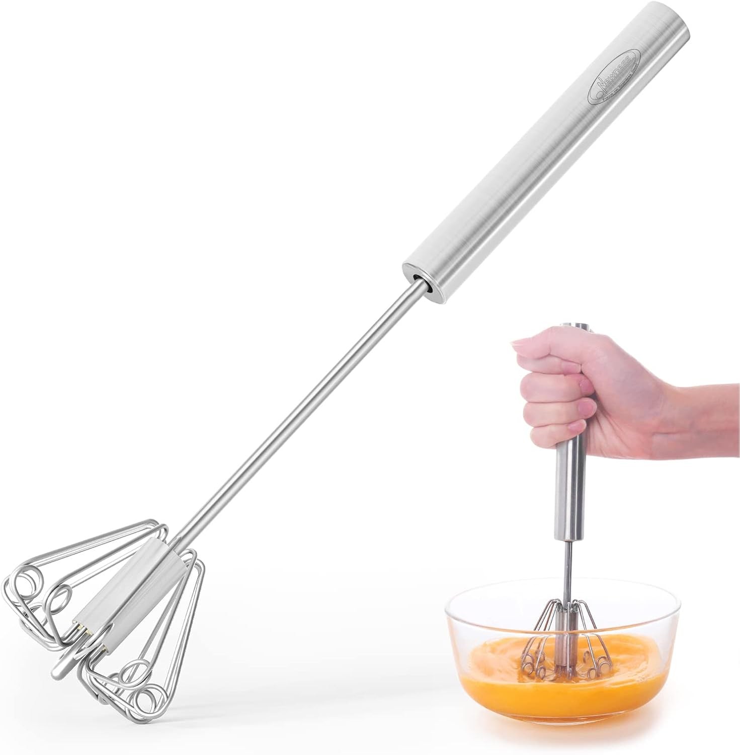Newness Whizzy Whisk, Stainless Steel Semi Automatic 1 PCS 12 Inch, Silver