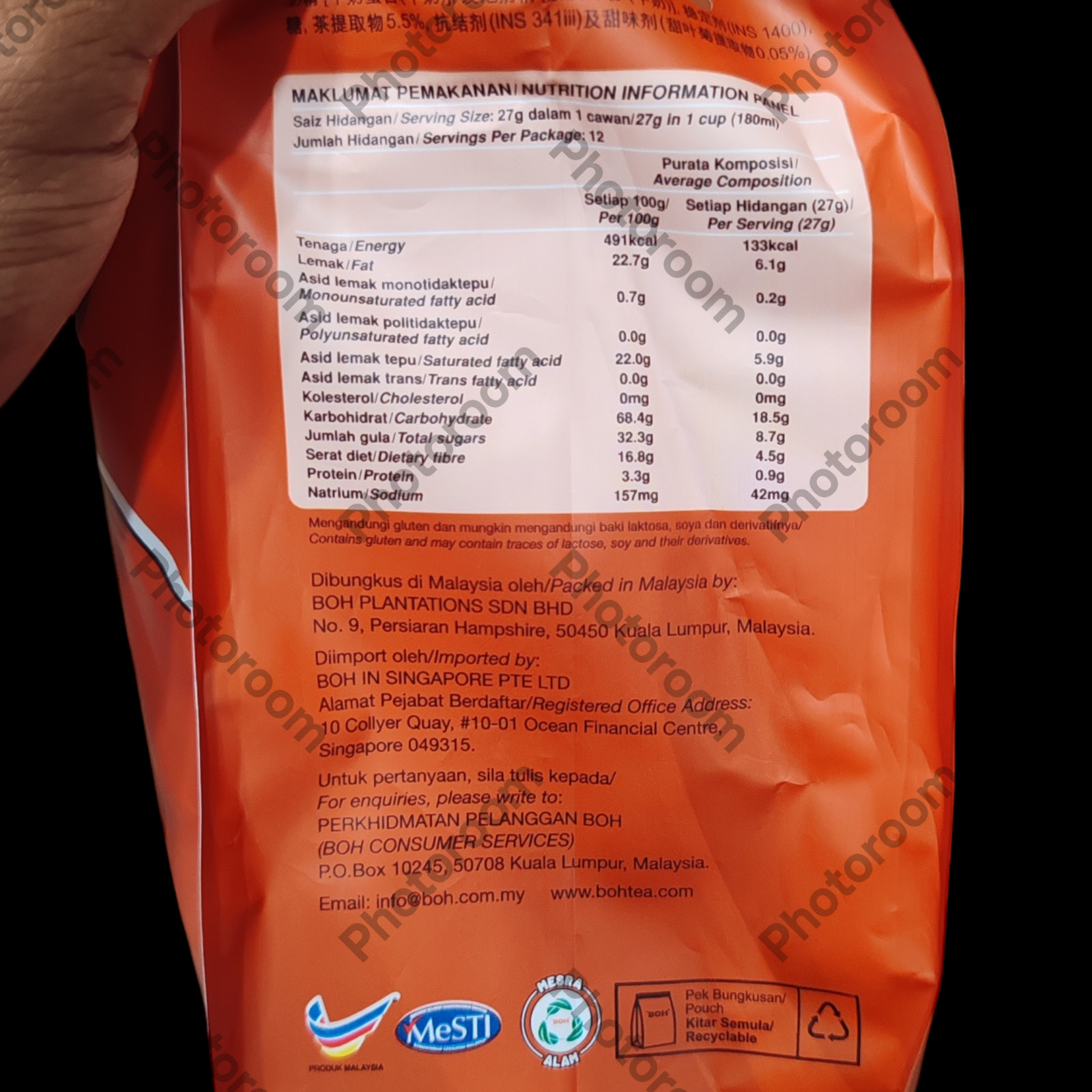 TEA QUALITY MIX CREAMY MILK, TEA BOH MALAYSIA, CONSERVE 1 SET IN 2 PACKAGES