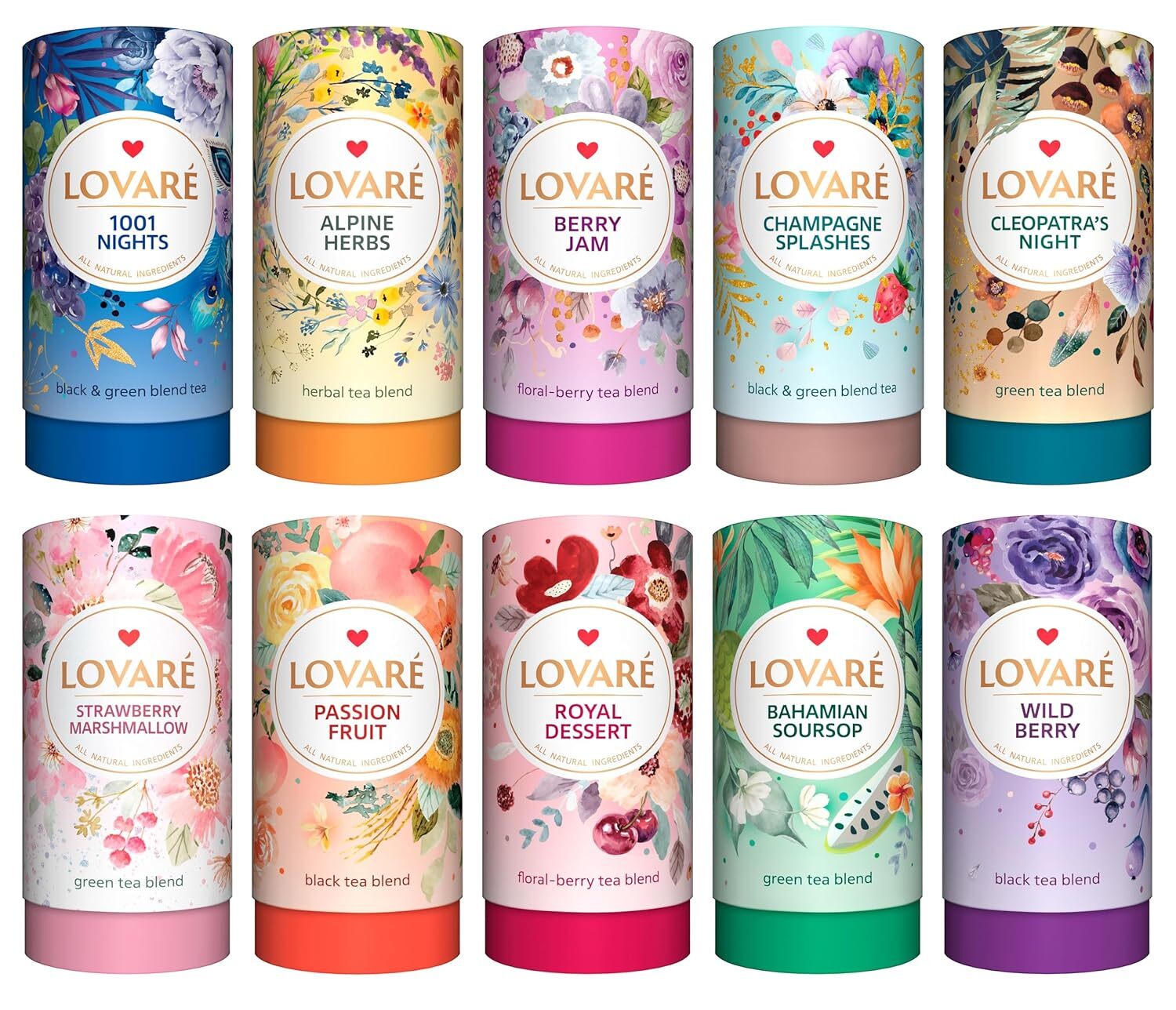 LOVARE Tea – Tube 80g – Ловаре Чай Lovare Tea Collection 10 Flavors Lovaré Tea