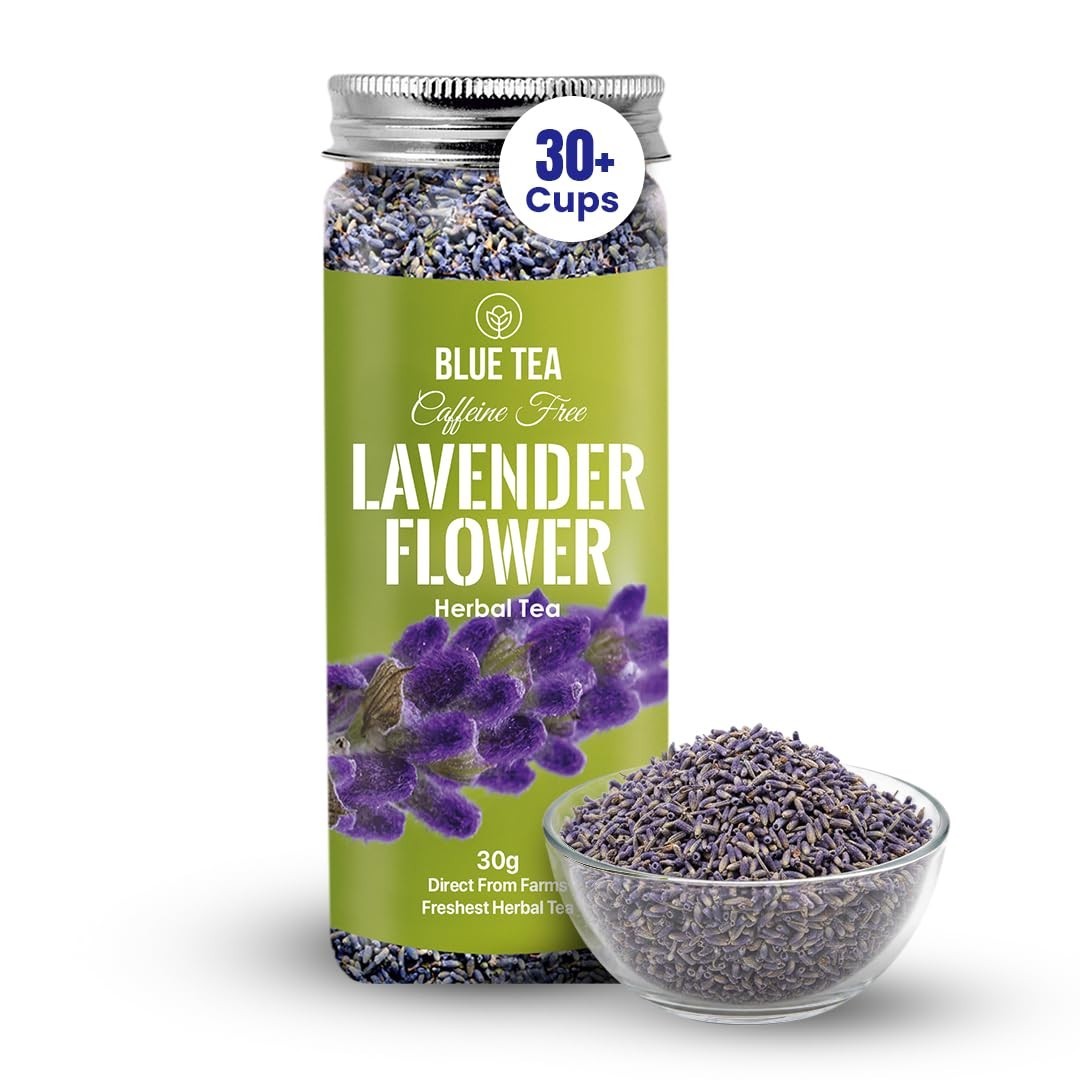 BLUE TEA Lavender Flower Tea 30g | Caffeine Free Herbal Flower Tea 30+ Cups FS