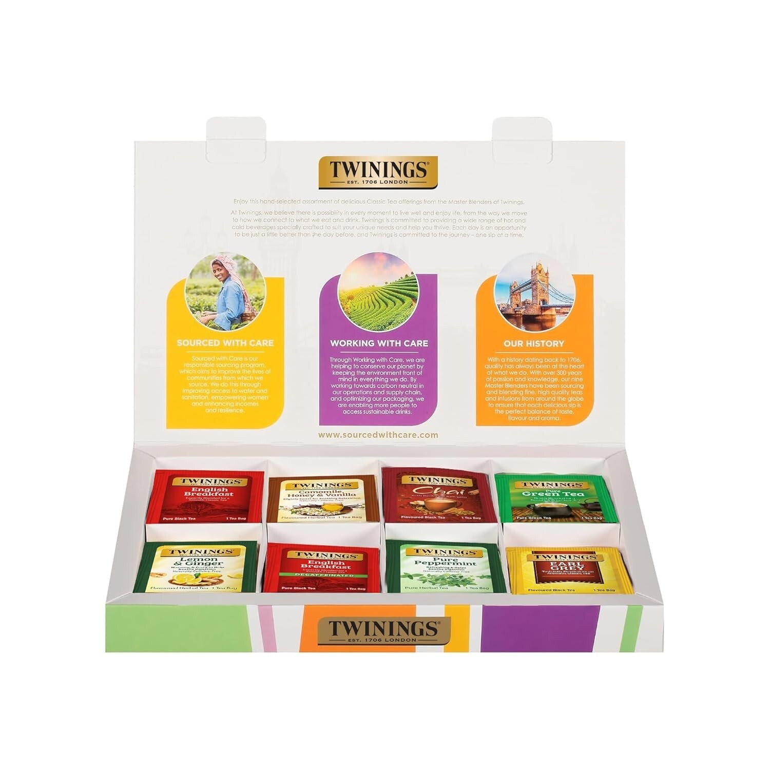 Gourmet 48 Count Tea Sampler Gift Box – Includes Chai, Green & Herbal Teas