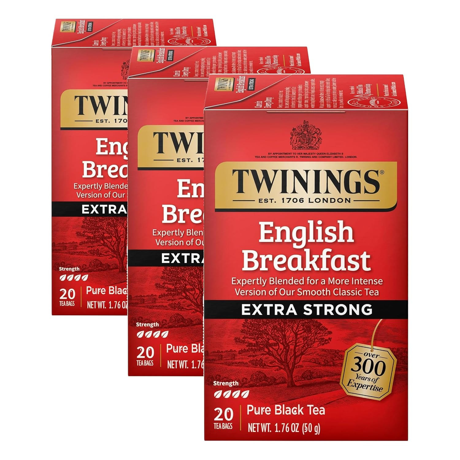 Twinings English Breakfast Black Tea Individually Wrapped Bags, 100 Count (Pack