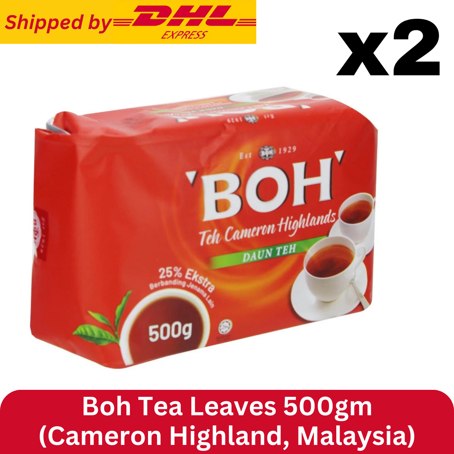 BOH TEA LEAVES MALAYSIA AUTHENTIC TASTE CAMERON HIGHLAND 500gm x2 DHL EXPRESS