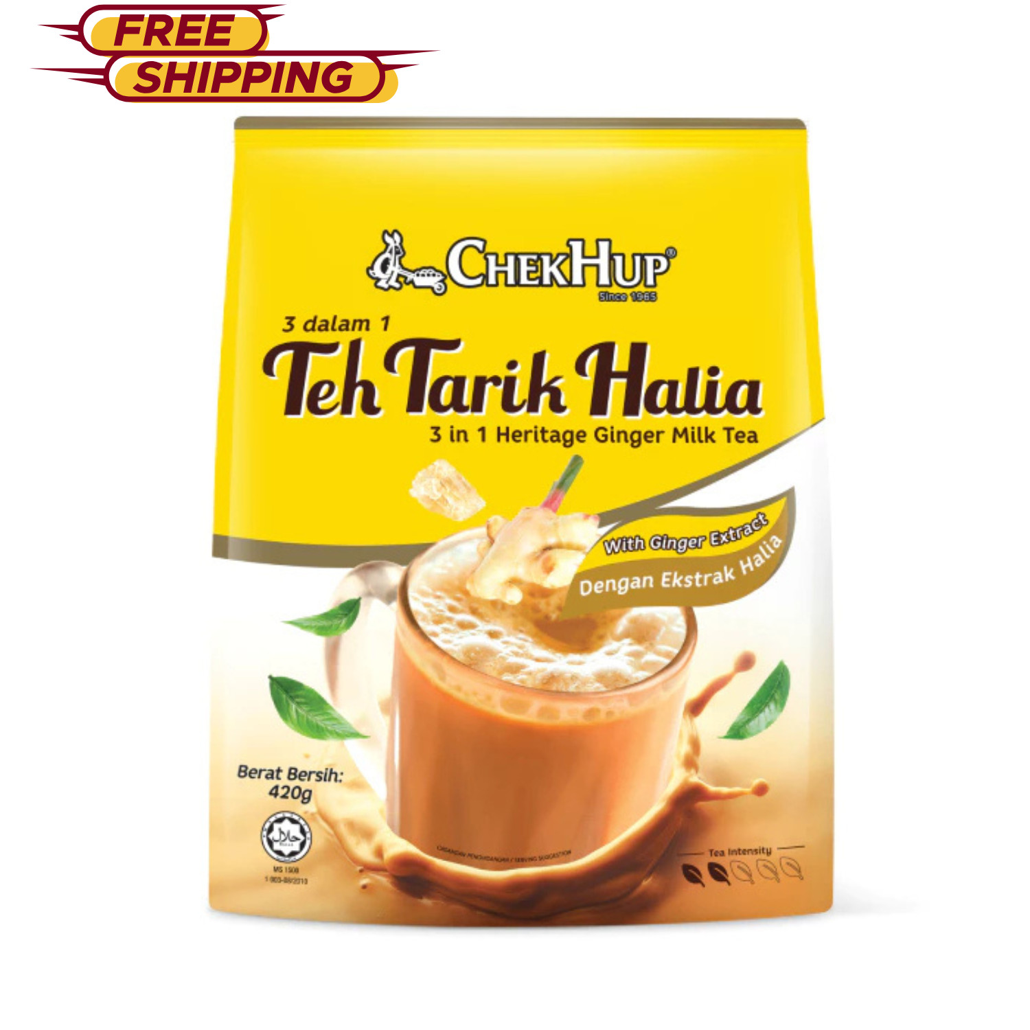 Teh Tarik Halia Ginger Milk Tea 2 Pack Chek Hup 3in1 (12 Sachets) Free Shipping