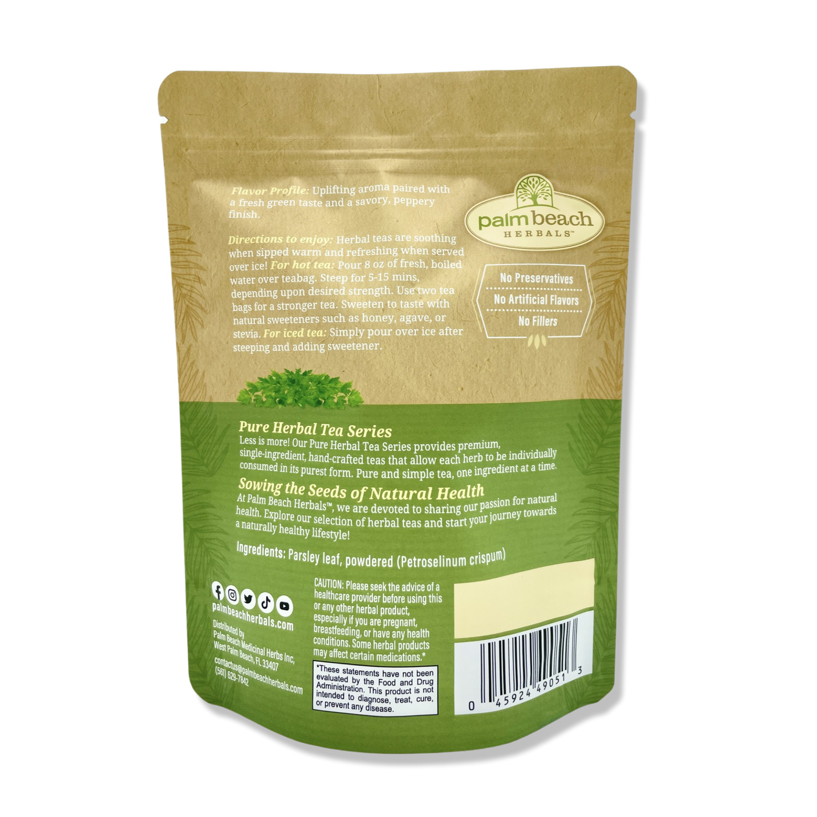 Parsley Leaf Tea by Palm Beach Herbals | 30ct, Caffeine-Free