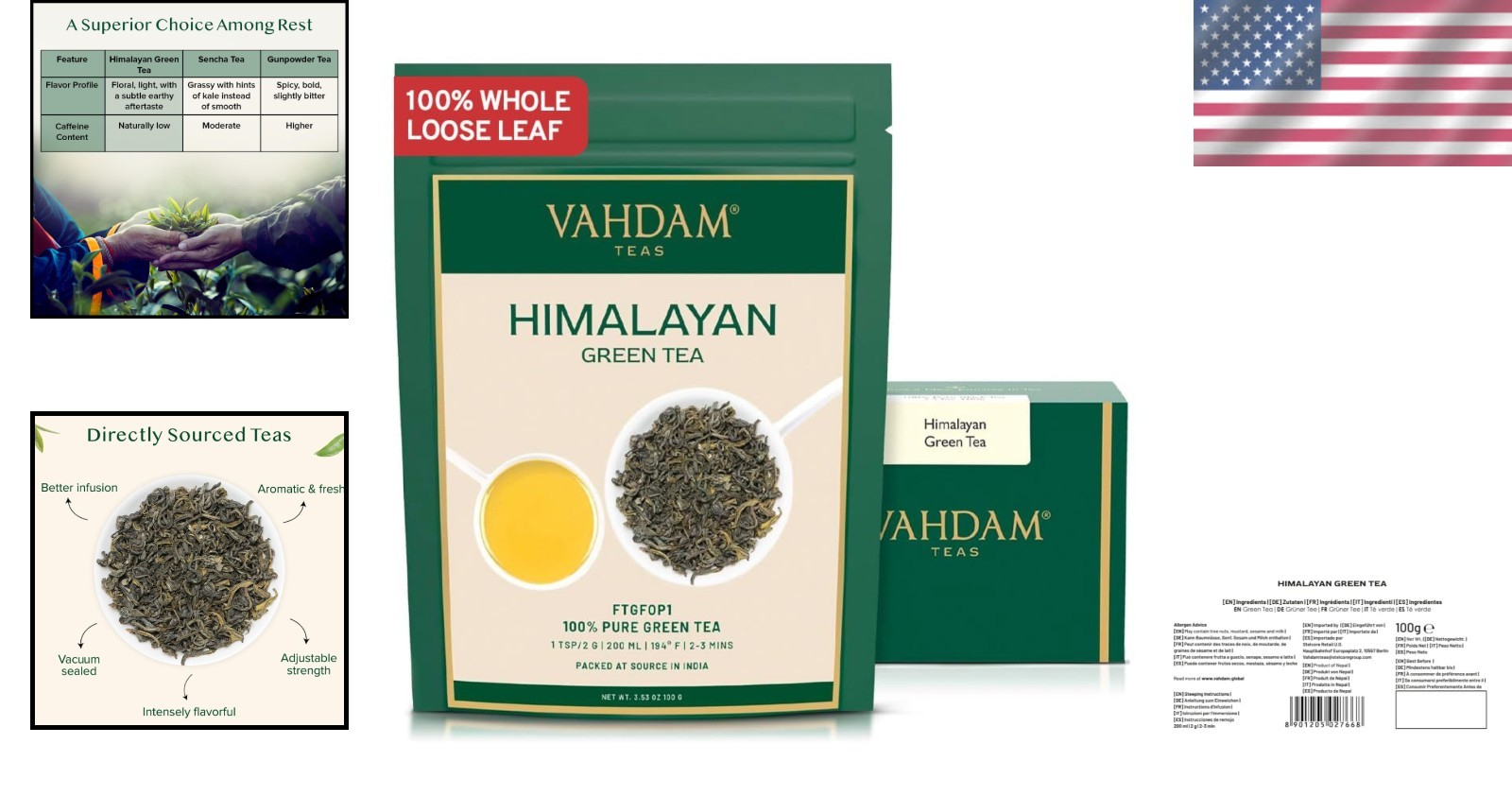 Organic Himalayan Green Loose Leaf Tea | 50+ Cups | 3.53 Oz Quality