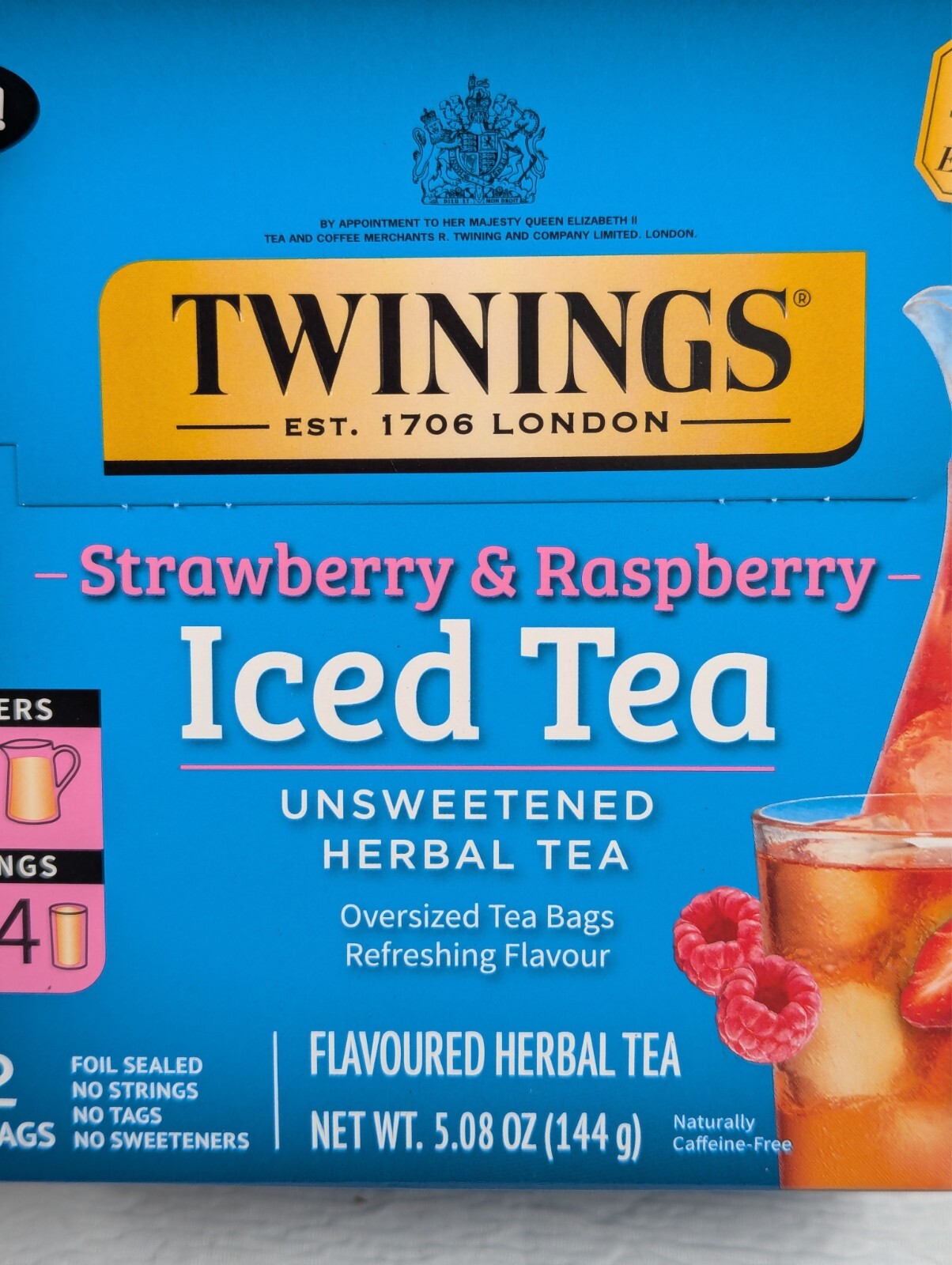 Twinings – Strawberry & Raspberry – Iced Tea Bags – 72 ct – 2 Packs – exp: 01/27