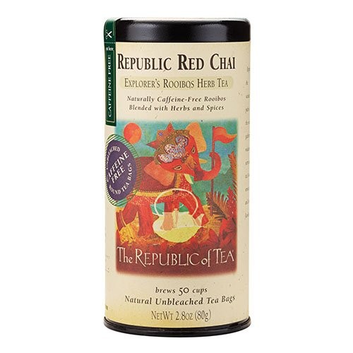 Republic Red Chai Red Rooibos Herbal Tea, 50 Tea Bag Tin