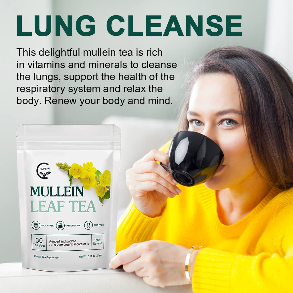 Mullein Leaf Tea Bags – Lungs Cleanse and Respiratory Support, Herbal Teas, Caff