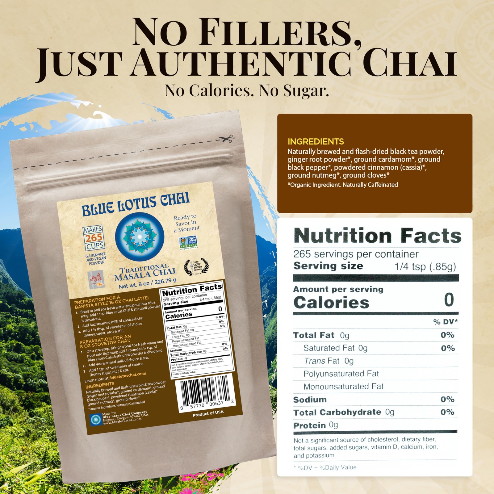 – Traditional Masala Chai Makes 265 Cups – Just Add Hot Water, No Steeping, …