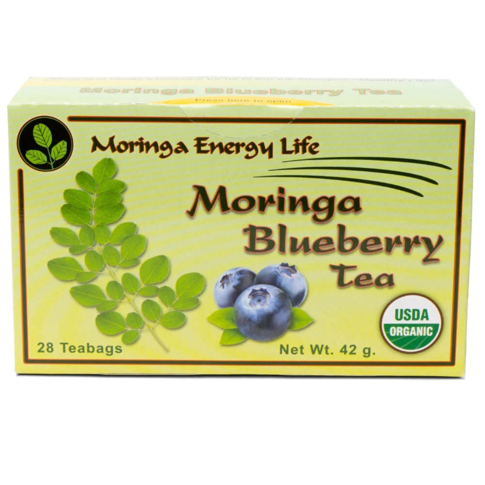 USDA Organic Moringa Blueberry Tea Bags, 28 Teas