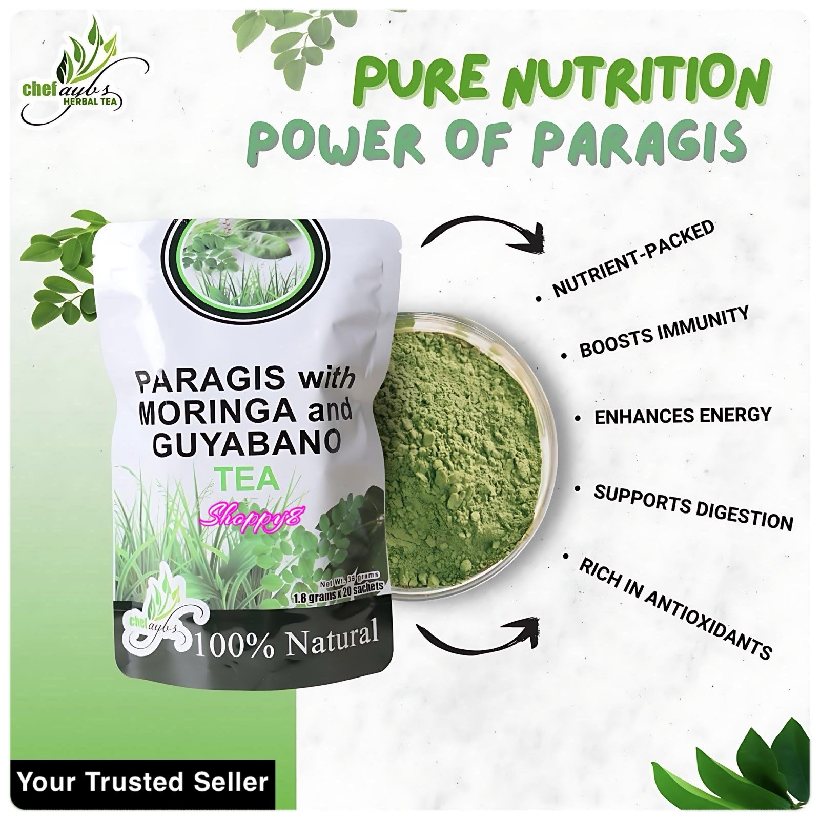 Chef Ayb’s Paragis with Moringa and Guyabano Tea (20 Tea bags)