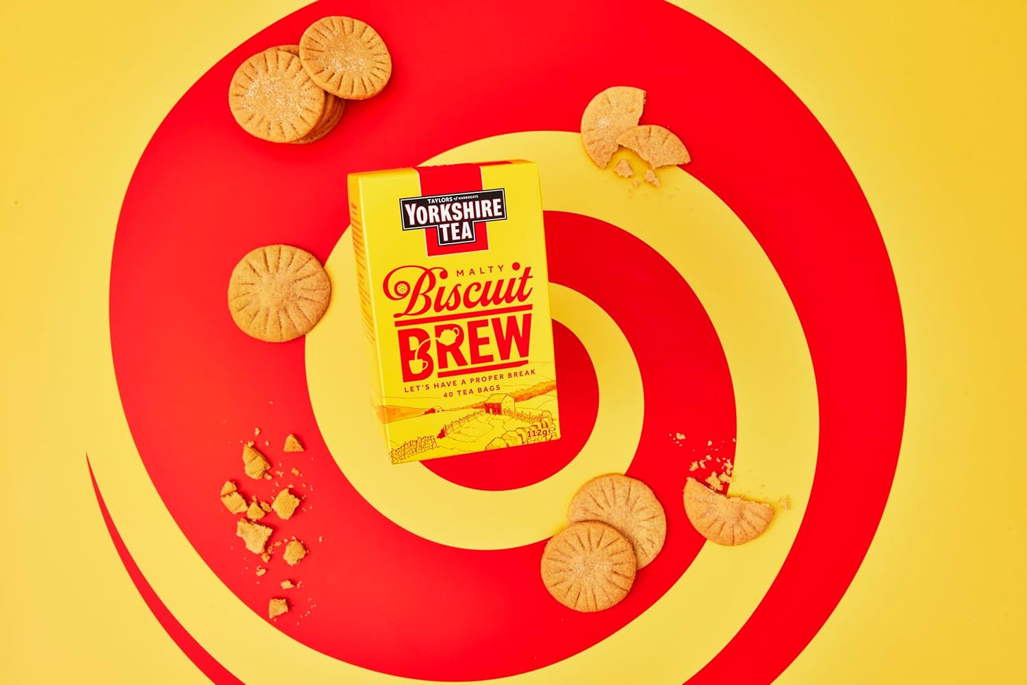 Yorkshire Tea Malty Biscuit Brew, Black Tea, Pillow Tea Bags, 40 Count (Pack of