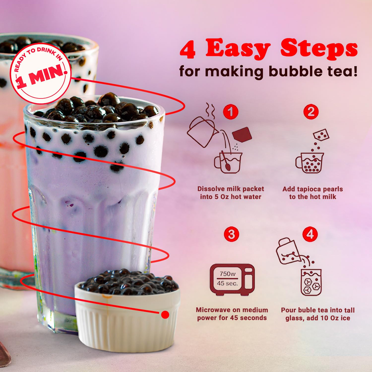 Bubble Tea Kit, Brown Sugar – Instant Milk Tea Powder with Authentic Tapioca Pea